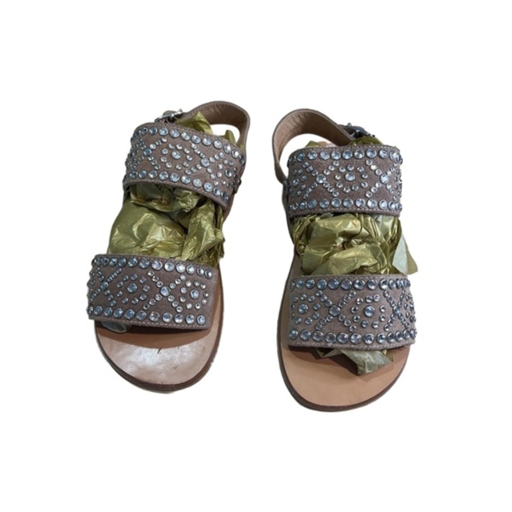 Barbara Barbieri Two Strap Rhinestones Flat Sandals US 7 Made in Italy